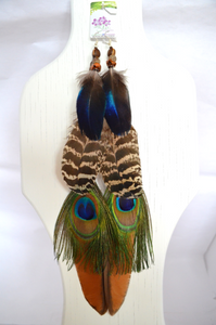 ARETES DE 4 PLUMAS DE PAVORREAL